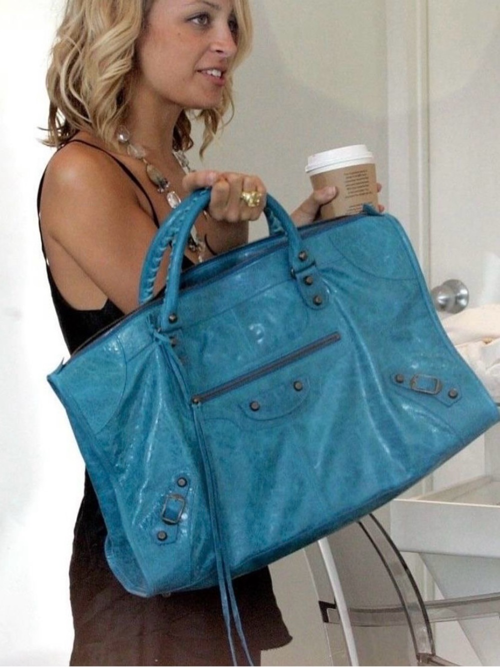 The most iconic authentic Balenciaga blue work bag